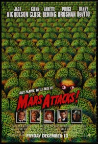 4s1025 MARS ATTACKS! int'l advance DS 1sh 1996 directed by Tim Burton, great image of many alien brains!