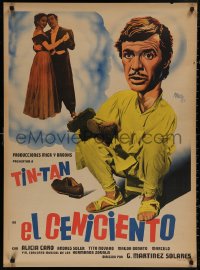 4s0366 EL CENICIENTO Mexican poster 1952 different Josep Renau artwork of German Valdes as Tin-Tan!