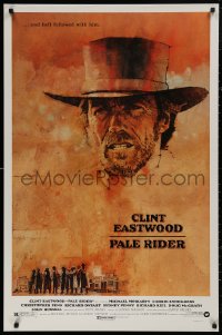 4s1058 PALE RIDER 1sh 1985 close-up artwork of cowboy Clint Eastwood by C. Michael Dudash!