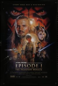 4s1061 PHANTOM MENACE style B fan club 1sh 1999 George Lucas, Star Wars Episode I, Drew Struzan art!