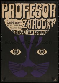 4s0480 AZ ALVILAG PROFESSZORA Polish 23x33 1969 Mihaly Szeme, cool art of cat's face!