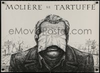 4s0500 MOLIERE LE TARTUFFE stage play Polish 23x31 1980s art of man with handkerchief on face!