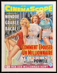 4s0041 HOW TO MARRY A MILLIONAIRE 15x20 REPRO poster 1990s Marilyn Monroe, Grable & Bacall!