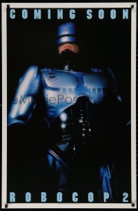4s1098 ROBOCOP 2 teaser DS 1sh 1990 coming soon style, cyborg policeman Peter Weller, sci-fi sequel!