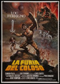 4s0625 ADVENTURES OF HERCULES II Spanish 1985 Lou Ferrigno, fantasy sword-and-sandal art by Huston!