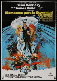 4s0639 DIAMONDS ARE FOREVER Spanish R1983 art of Sean Connery as James Bond 007 by Robert McGinnis!