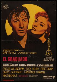 4s0656 GRADUATE Spanish 1969 great close up of Dustin Hoffman & Anne Bancroft, Mike Nichols!