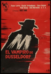 4s0670 M Spanish R1962 Fritz Lang classic, silhouette art of serial killer Peter Lorre!