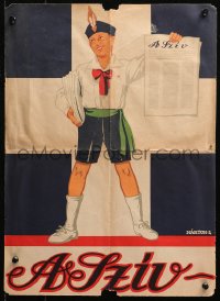 4s0151 A SZIV 13x18 Hungarian advertising poster 1950s art of boy holding an issue by L. Marton!