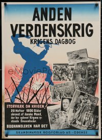 4s0140 ANDEN VERDENSKRIG KRIGENS DAGBOG 24x33 Danish advertising poster 1940s Carset war art!