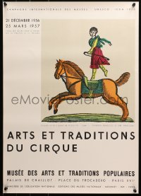 4s0236 ARTS ET TRADITIONS DU CIRQUE 18x26 French art exhibition 1956 woman on galloping horse!