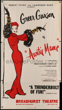 4s0049 AUNTIE MAME 41x74 stage poster 1958 Morrow art of Greer Garson who replaced Russell!
