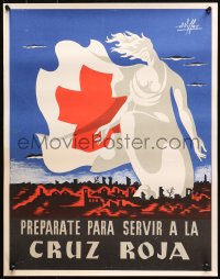 4s0349 PREPARATE PARA SERVIR A LA CRUZ ROJA 18x22 Spanish special poster 1940s Red Cross, Villar!