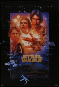 4s1130 STAR WARS style B advance 1sh R1997 George Lucas sci-fi classic, cool art montage by Drew Struzan!