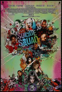 4s1138 SUICIDE SQUAD advance DS 1sh 2016 Smith, Leto as the Joker, Robbie, Kinnaman, cool art!