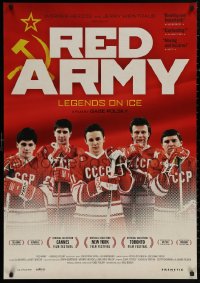 4s0431 RED ARMY Swiss 2014 Gabe Polsky, cool close up of Russian Legends on Ice hockey team!