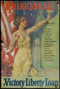4s0194 AMERICANS ALL 27x40 WWI war poster 1919 wonderful Howard Chandler Christy patriotic art!