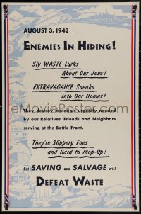 4s0168 ENEMIES IN HIDING 25x38 WWII war poster 1942 they're slippery foes and hard to mop-up!