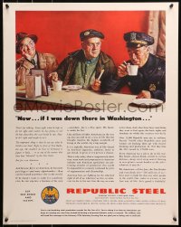 4s0155 REPUBLIC STEEL diner style 22x28 WWII war poster 1940s Buy War Bonds and Stamps!