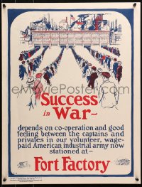 4s0187 SUCCESS IN WAR 19x25 WWI war poster 1918 art of line of workers entering the Fort Factory!