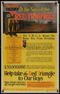 4s0183 YMCA AT THE SIGN OF THE RED TRIANGLE 24x38 WWI war poster 1917 dugout by John F. Butler!
