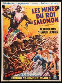 4t0251 KING SOLOMON'S MINES Belgian 1951 Wik art of Deborah Kerr & Granger, African animals!