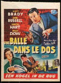 4t0293 UNDERTOW Belgian 1952 completely different Bos art of Scott Brady with gun, film noir!