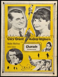 4t0007 CHARADE Canadian 1963 art of tough Cary Grant & sexy Audrey Hepburn, completely different!