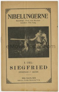 4t0722 DIE NIBELUNGEN: SIEGFRIED Danish program 1926 Fritz Lang, Thea von Harbou, Paul Richter, rare!