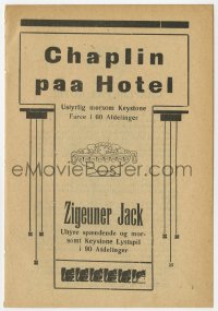 4t0791 MABEL'S STRANGE PREDICAMENT/ZIGEUNER JACK Danish program 1910s Charlie Chaplin, Normand, rare!
