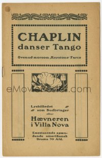 4t0845 TANGO TANGLES/HAEVNEREN I VILLA NOVA Danish program 1910s Charlie Chaplin, ultra rare!