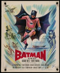 4t0108 BATMAN French 18x22 1966 DC Comics, Grinsson art of Adam West & Burt Ward w/villains!
