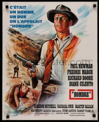 4t0128 HOMBRE French 18x22 1966 cool art of Paul Newman by Boris Grinsson, directed by Martin Ritt!