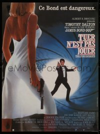 4t0132 LIVING DAYLIGHTS French 15x21 1987 Tim Dalton as James Bond & sexy Maryam d'Abo w/gun!