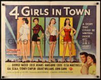 4t0541 4 GIRLS IN TOWN style A 1/2sh 1956 Julie Adams, Marianne Cook, Elsa Martinelli & Gia Scala!