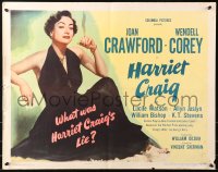 4t0589 HARRIET CRAIG style A 1/2sh 1950 art of Joan Crawford & Wendell Corey, what was her lie!