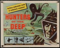 4t0595 HUNTERS OF THE DEEP 1/2sh 1955 cool art of shark & diver, buried secrets of the deep!