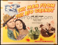 4t0610 MAN FROM THE RIO GRANDE style A 1/2sh 1943 Don Red Barry, Wally Vernon, Twinkle Watts w/gun!