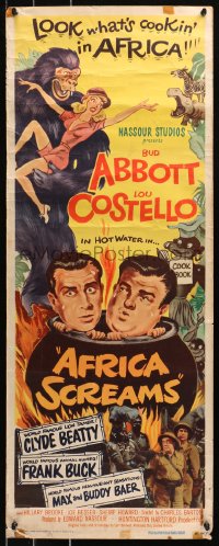 4t0412 AFRICA SCREAMS insert 1949 art of natives cooking Bud Abbott & Lou Costello in cauldron!