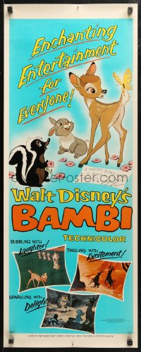 4t0417 BAMBI insert R1975 Walt Disney cartoon deer classic, great art with Thumper & Flower!
