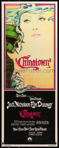 4t0428 CHINATOWN int'l insert 1974 art of Jack Nicholson & Faye Dunaway by Pearsall, Roman Polanski!