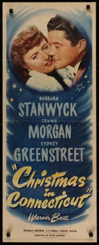 4t0429 CHRISTMAS IN CONNECTICUT insert 1945 best romantic c/u of Barbara Stanwyck & Dennis Morgan!