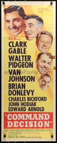 4t0430 COMMAND DECISION insert 1948 Clark Gable, Walter Pidgeon, Van Johnson, Brian Donlevy, rare!