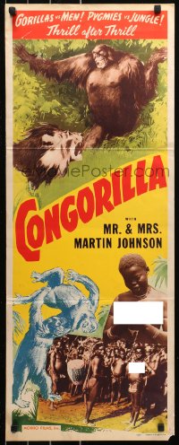 4t0431 CONGORILLA insert R1946 Osa & Martin Johnson, cool art of giant ape vs. lion!