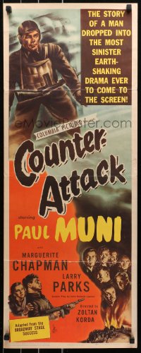4t0432 COUNTER-ATTACK insert 1945 Paul Muni & Marguerite Chapman fight the Nazis in World War II!
