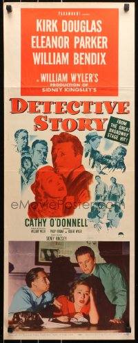 4t0441 DETECTIVE STORY insert 1951 William Wyler, Kirk Douglas can't forgive Eleanor Parker!