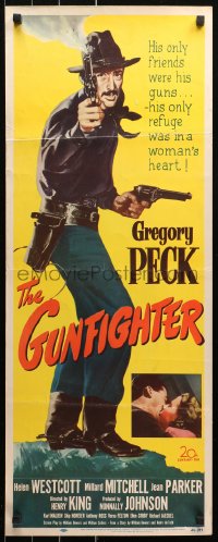 4t0458 GUNFIGHTER insert 1950 full-length Gregory Peck's only friends were his guns, ultra rare!