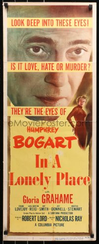 4t0470 IN A LONELY PLACE insert 1950 huge Humphrey Bogart, Gloria Grahame, Nicholas Ray classic!
