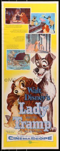 4t0481 LADY & THE TRAMP insert 1955 Disney classic dog cartoon, includes the spaghetti scene!