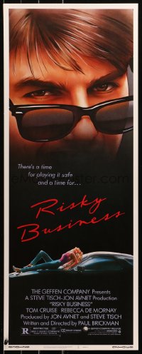 4t0509 RISKY BUSINESS insert 1983 classic c/u art of Tom Cruise in cool shades by Drew Struzan!